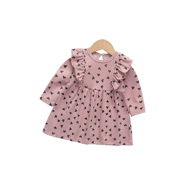 Toddler Baby Girls Dress Valentine's Day Dot Print Lace Princess Dress Clothes